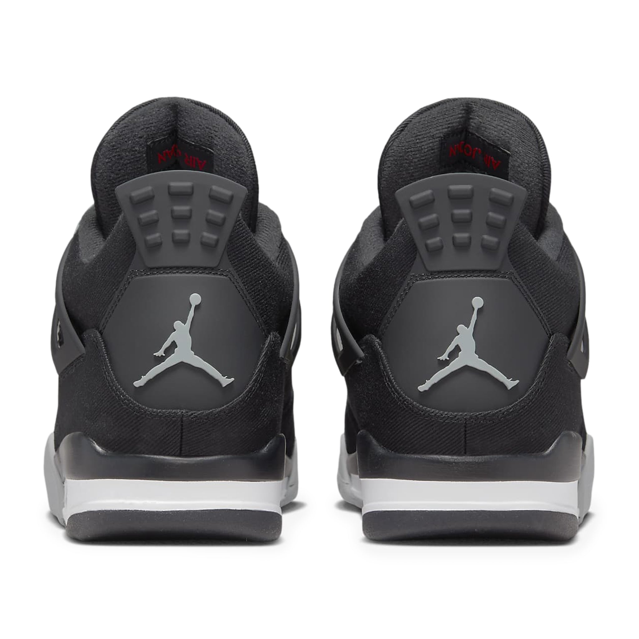 Heel view of Air Jordan 4 Retro SE Black Canvas DH7138-006